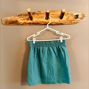 J. Crew soft turquoise cotton/linen mini skirt with pockets